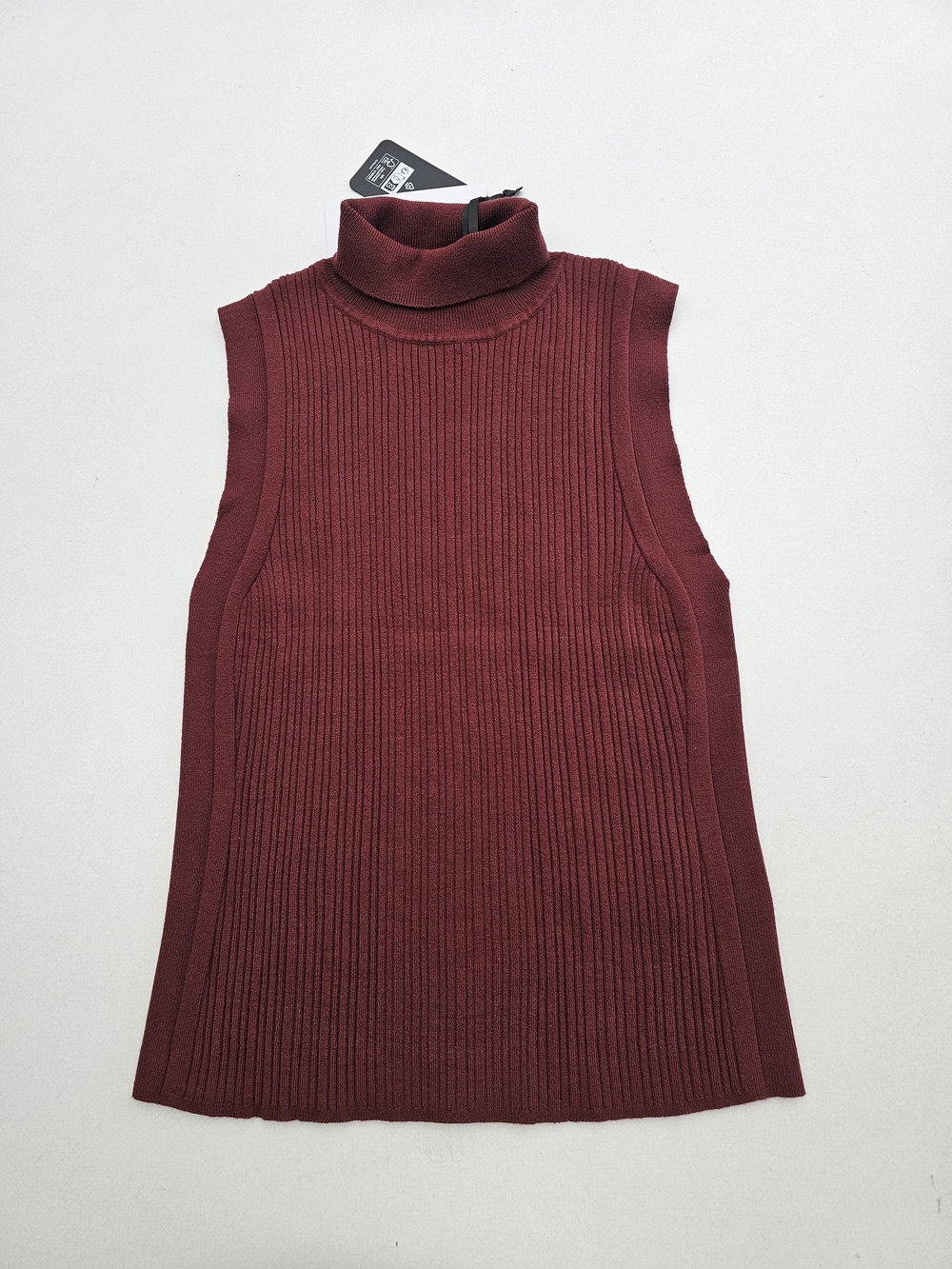 Varley Anastasia Sleeveless Rib Turtleneck Sweater Tank Top